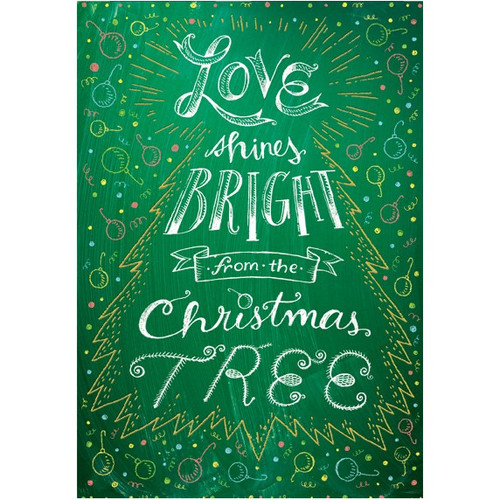 Love Shines Bright Christmas Card: Love shines bright from the Christmas tree