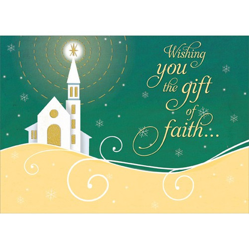 Shining Star: Gift of Faith Religious Christmas Card: Wishing you the gift of faith…