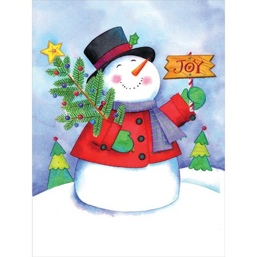 Joyful Snowman Cute Christmas Card: Joy