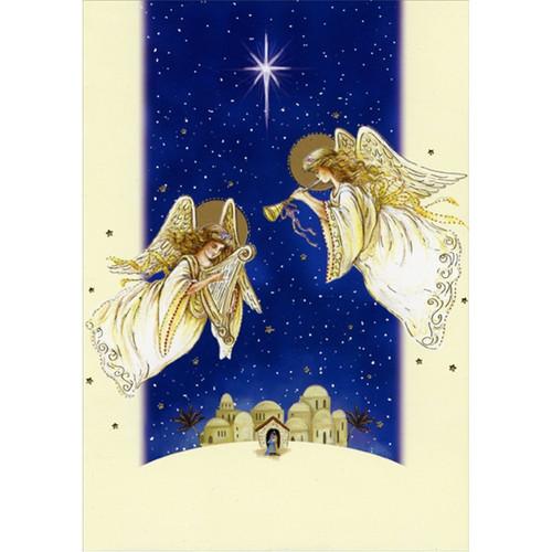 Angels Over Bethlehem Religious Christmas Card