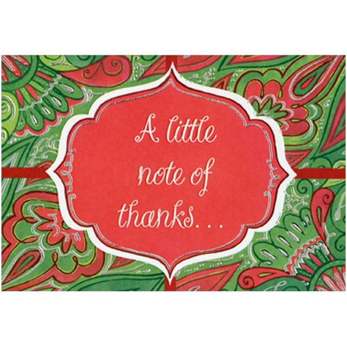 Note of Thanks: Green and Red - Package of 8 Christmas Thank You Notes: A little note of thanks…