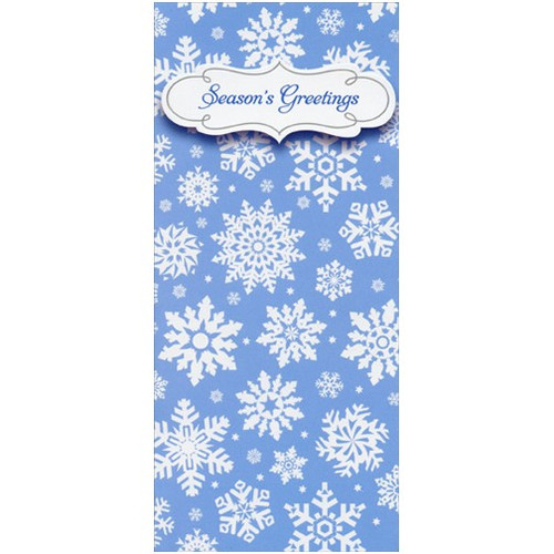 White Snowflakes on Blue 8 Christmas Money & Gift Card Holders: Season's Greetings