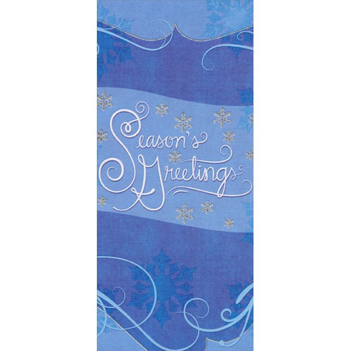 Season's Greetings Snowflakes on Blue - Package of 8 Christmas Money / Gift Card Holders: Season's Greetings