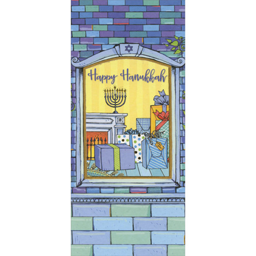 Window and Colorful Bricks Package of 8 Hanukkah Money / Gift Card Holders: Happy Hanukkah
