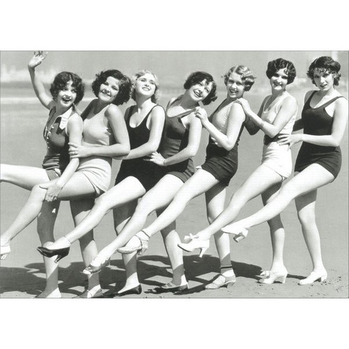 Chorus Line of 30's Style Bathing Suits Funny / Humorous Birthday Card
