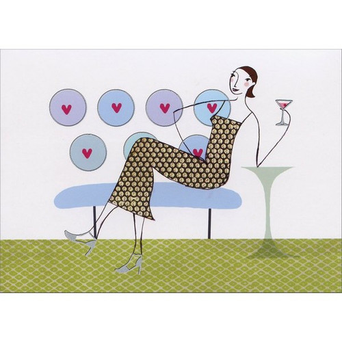 Woman Lounging With A Martini Birthday Card