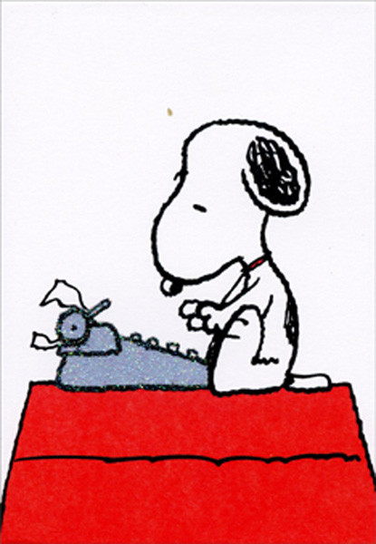 Snoopy Typewriter Box of 16 Peanuts Blank Notecards | PaperCards.com