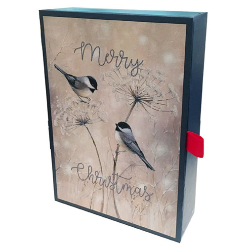Two Chickadees 14 Christmas Cards and Coordinated Envelopes in Keepsake Box: Merry Christmas