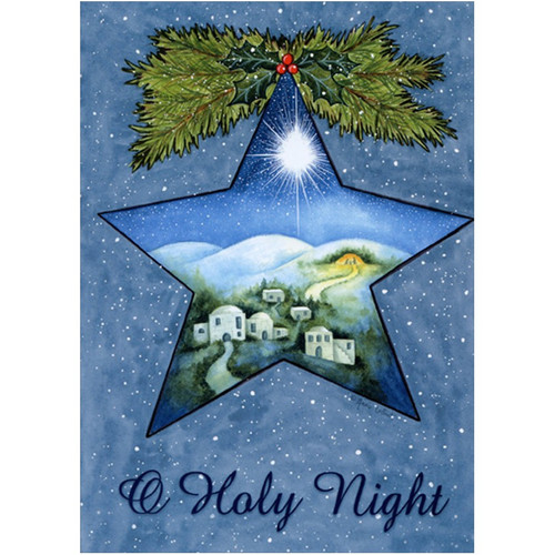 Blue Star O Holy Night Box of 18 Religous Christmas Cards: O Holy Night