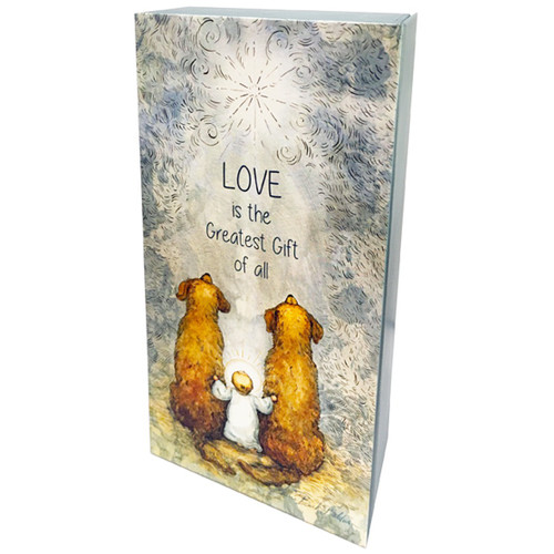 Two Dogs and Baby Jesus 14 Mini Long Religious Christmas Cards in Keepsake Box: LOVE is the Greatest Gift of all