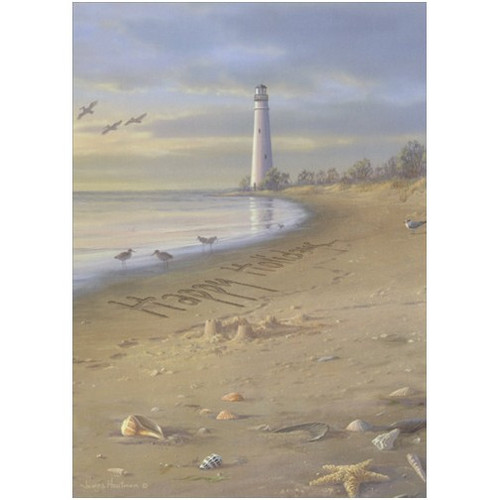 Tall Lighthouse on Beach Box of 18 Christmas Cards: Happy Holidays