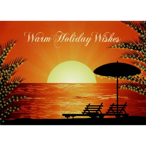 Holiday Sunset Box of 18 Warm Weather Christmas Cards: Warm Holiday Wishes