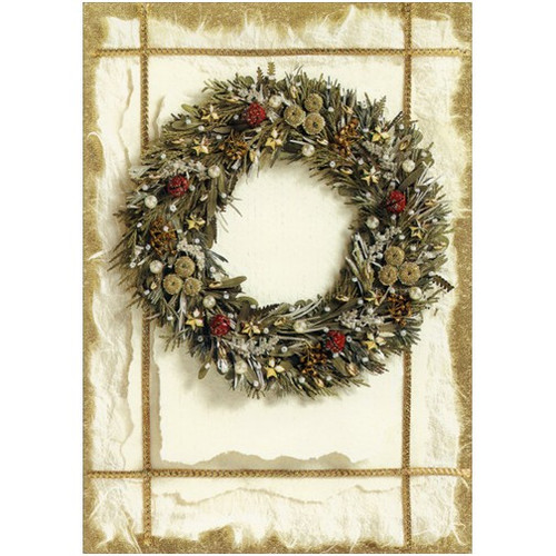 Deluxe Glitter Wreath Box of 14 Christmas Cards