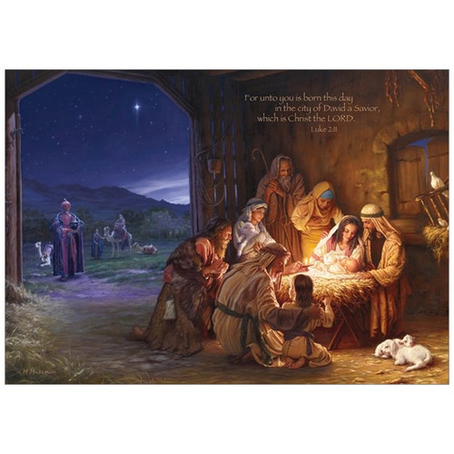 Light of the World Box of 16 Mark Missman Religious Christmas Cards: For unto you is born this day in the city of David a Savior, which is Christ the LORD. Luke 2:11