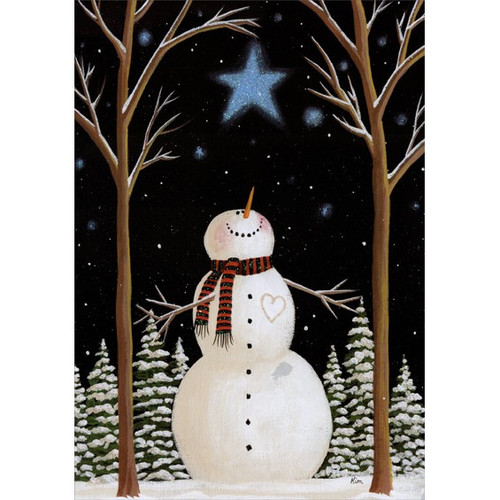 Wish on a Star Snowman: Box of 14 Kim Leo Deluxe Glitter Christmas Cards