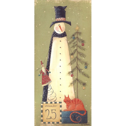 December 25 Snowman: Box of 14 Jill Ankrom Tall Format Christmas Cards: december 25