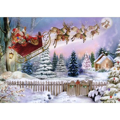 Here Comes Santa Claus: Box of 18 Patricia Adams Christmas Cards