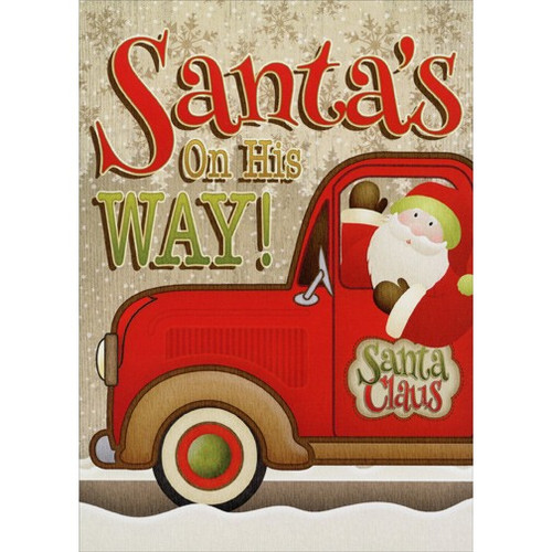 Santa's on His Way: Box of 18 Angela Anderson Christmas Cards: Santa's On His Way!