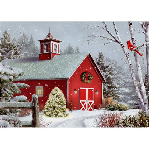 Winter Barn : Alan Giana Box of 14 Deluxe Glitter Christmas Cards