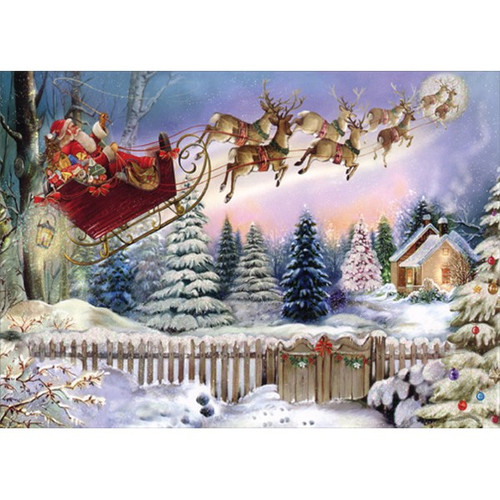 Here Comes Santa Claus : Patricia Adams : 14 Glitter Embellished Christmas Cards in Keepsake Box