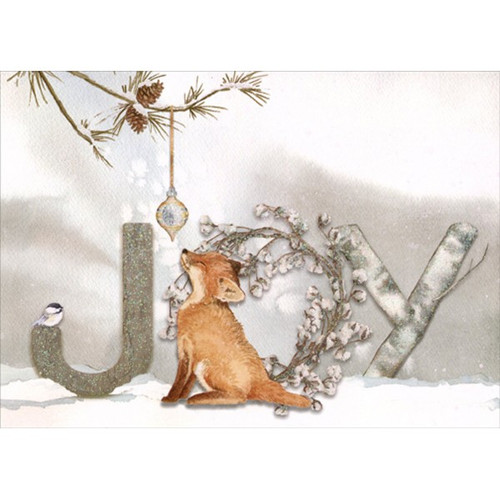 Joy Fox : Lynnea Washburn : 14 Glitter Embellished Christmas Cards in Keepsake Box: Joy