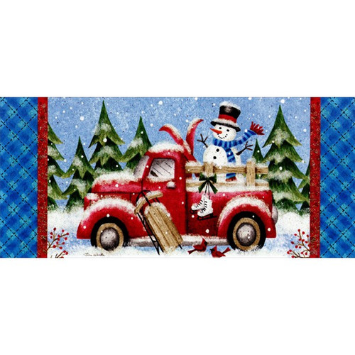 Winter Truck and Snowman : Tina Wenke Box of 14 Long Glitter Christmas Cards
