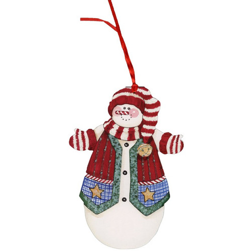 Snowman with Holiday Vest : Sandi Gore Evans Box of 12 Keepsake Ornament Christmas Cards