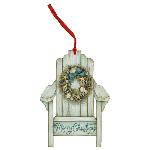 Shell Wreath and Adirondack Chair : Tina Wenke Box of 12 Keepsake Ornament Warm Weather Christmas Cards: Merry Christmas