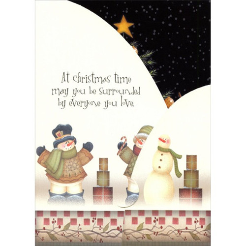 Surrounded by Everyone You Love : Angela Anderson Box of 12 Tri-Fold Panorama Christmas Cards: At Christmas time may you be surrounded by everyone you love.