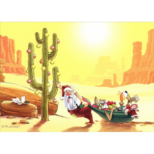 Santa Delivers Toys in the Desert : DR Laird Box of 18 Funny Western Christmas Cards