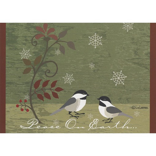 Contemporary Birds & Branch Christmas Card: Peace on Earth…