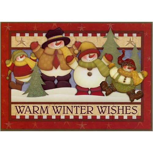 Warm Winter Wishes Snowmen Christmas Card: Warm Winter Wishes