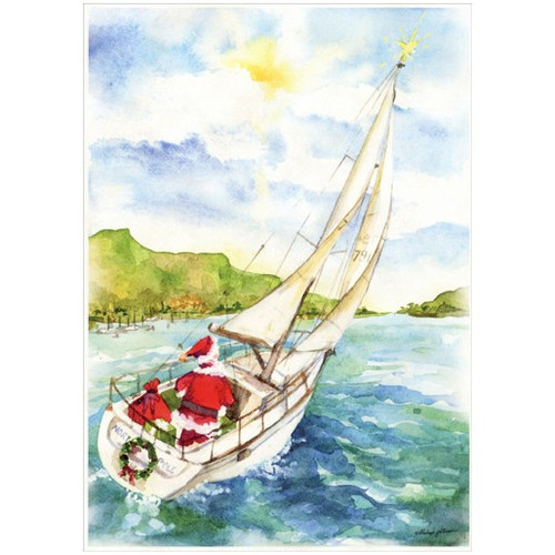 Santa Sails Nautical Christmas Card