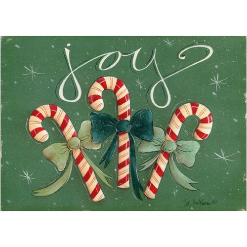 Joy Candy Canes Christmas Card: joy