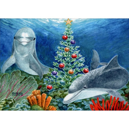 Christmas Dolphins Warm Weather Christmas Card