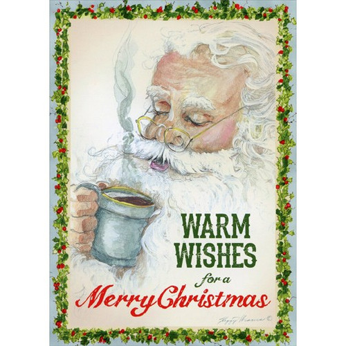 Coffee Break: Peggy Abrams Santa Christmas Card: Warm Wishes for a Merry Christmas