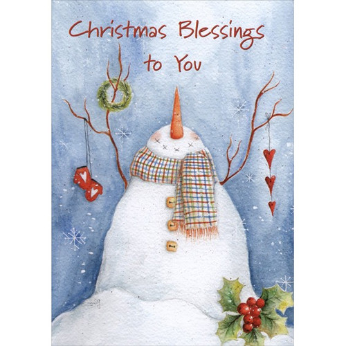 Winter Blessing Snowman: Monica Sabolla Gruppo Christmas Card: Christmas Blessings to You