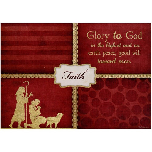 Glory to God: Stephanie Marrott Deluxe Glitter Religious Christmas Card: Faith - Glory to God in the highest and on earth peace, good will toward men.