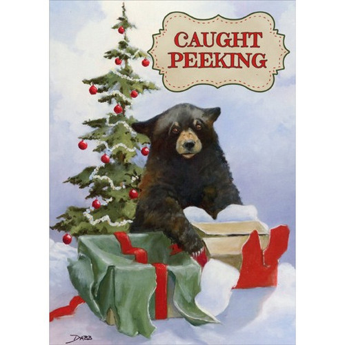 Caught Peeking Bear: Keith Dabb Christmas Card: Caught Peeking