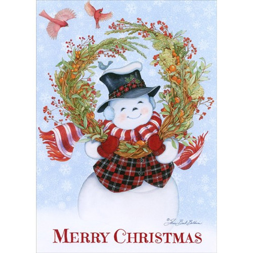 Snowman's Wreath: Sherri Buck Baldwin Christmas Card: Merry Christmas