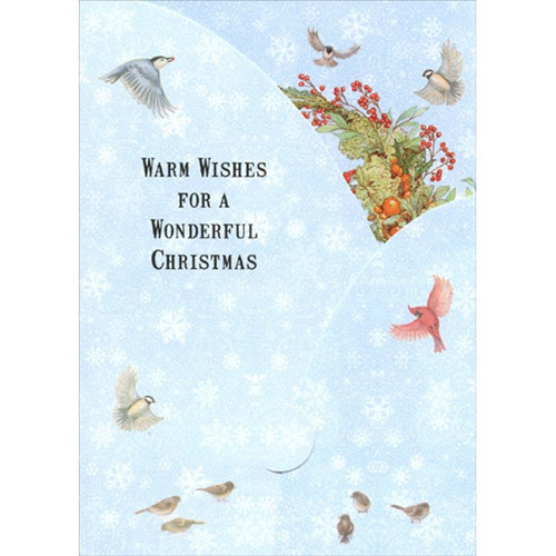 Snowman's Wreath : Sherri Buck Baldwin Tri-Fold Panorama Christmas Card: Warm Wishes for a Wonderful Christmas