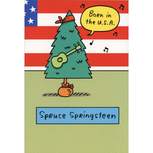 Spruce Springsteen Box of 12 Funny Christmas Cards: Spruce Springsteen - Born in the U.S.A.