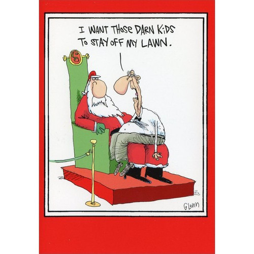 Stay Off My Lawn Box of 12 Funny / Humorous Christmas Cards: I want those darn kids to stay off my lawn.