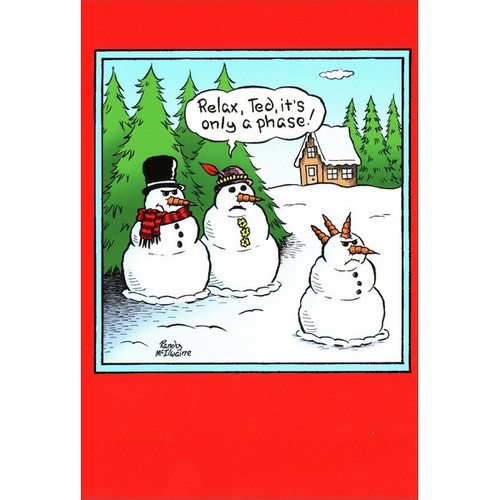 Only a Phase Box of 12 Funny / Humorous Christmas Cards: Relax, Ted, it's only a phase!