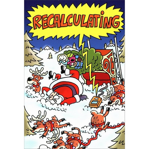 Recalculating Box of 12 Funny / Humorous Christmas Cards: RECALCULATING