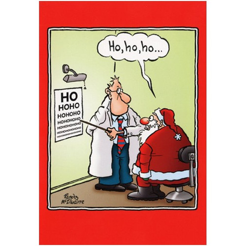 Santa with Eye Doctor Box of 12 Funny Christmas Cards: Ho, ho, ho…