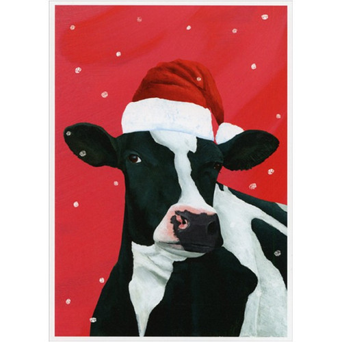 Cow in Santa Hat: Scott Church Christmas Card