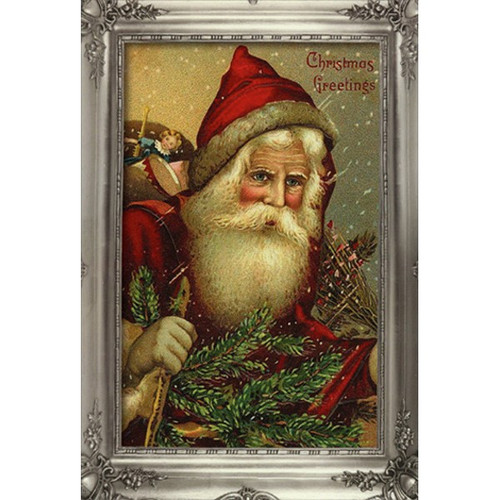 Vintage Santa with Silver Frame Box of 12 Christmas Cards: Christmas Greetings