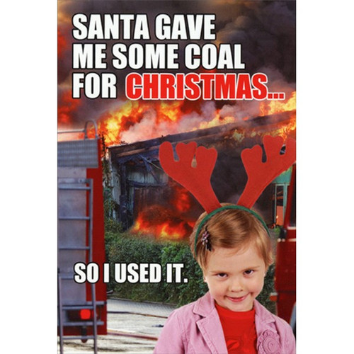 Santa Gave Me Coal Box of 12 Humorous / Funny Christmas Cards: Santa gave me some coal for Christmas… so I used it.