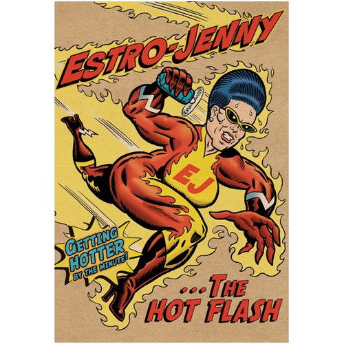 Estro-Jenny Funny / Humorous Dan Collins Birthday Card: Estro-Jenny. Getting Hotter by the minute! ..The hot flash